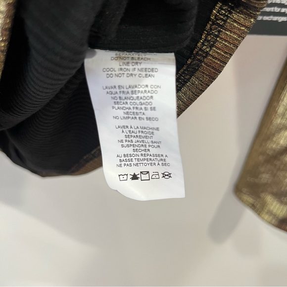 Express Metallic Shimmer gold ribbed long sleeve mock neck top size M NWT - Picture 11 of 13